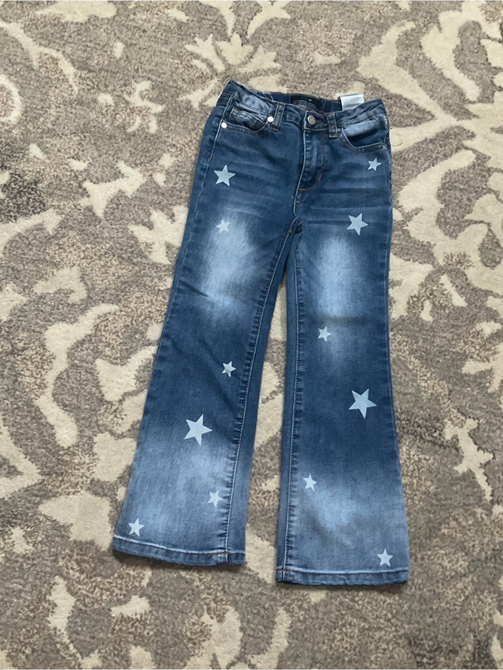 Girls' Blue Star Print Flare Jeans